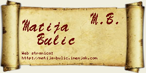 Matija Bulić vizit kartica